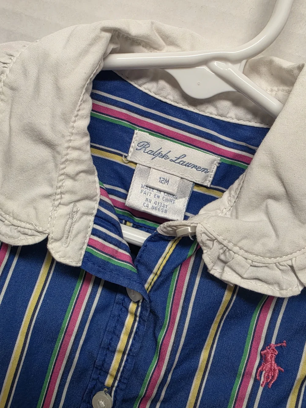Polo Ralph Lauren Baby Girl Striped Dress & Bloomer Set 12M Ruffle Collar